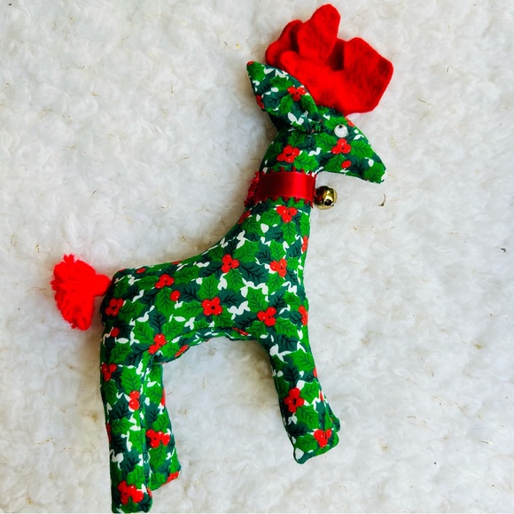 Set of 3 Vintage stuffed plush handmade Christmas cat and reindeer ornam… - Picture 5 of 12